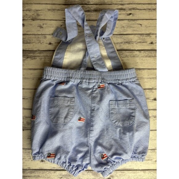 Janie and Jack Light Blue Romper with Flag Embroidery - Picture 3 of 6